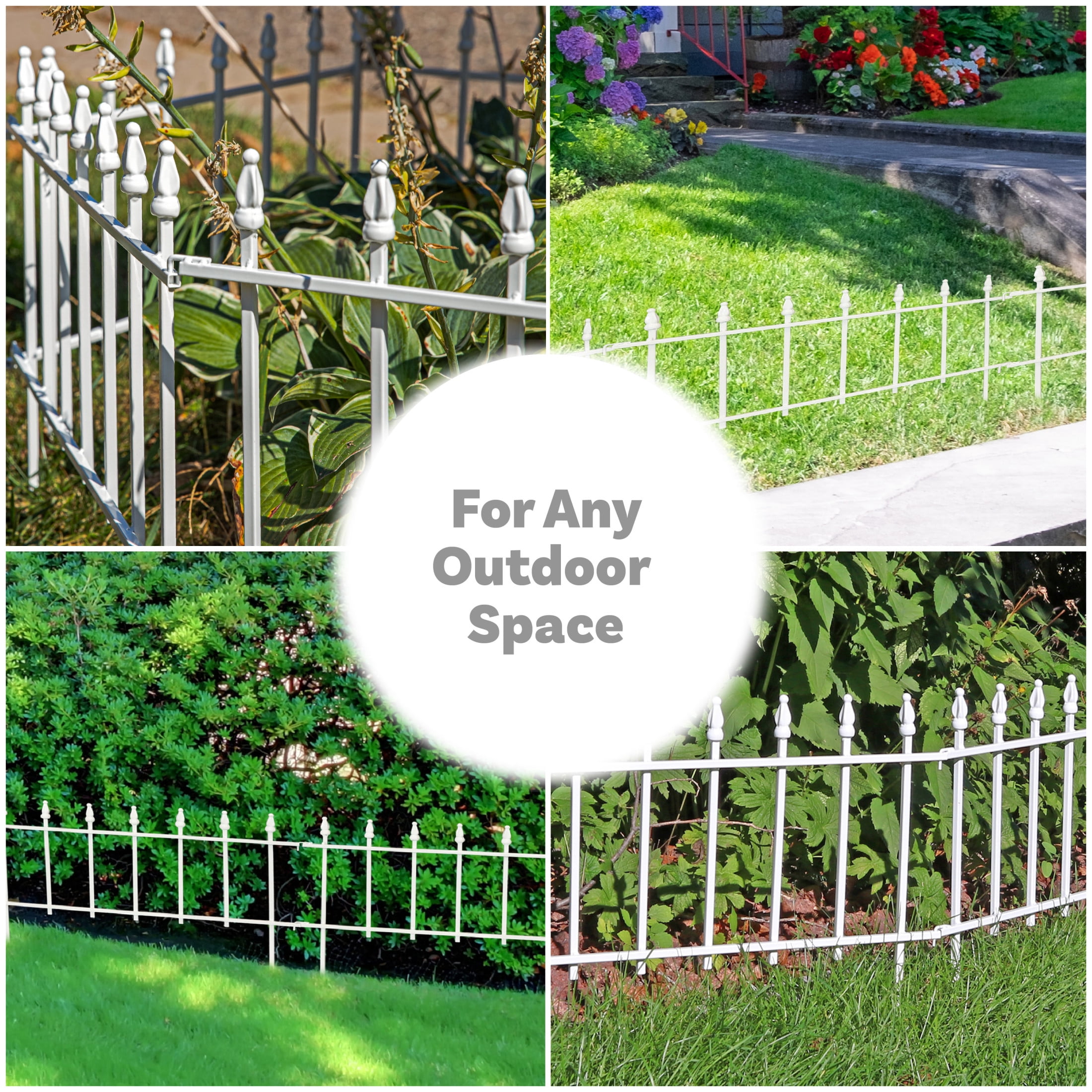 Sunnydaze Roman 18" x 22" White Iron Decorative Garden Fence Panels (5 Count)