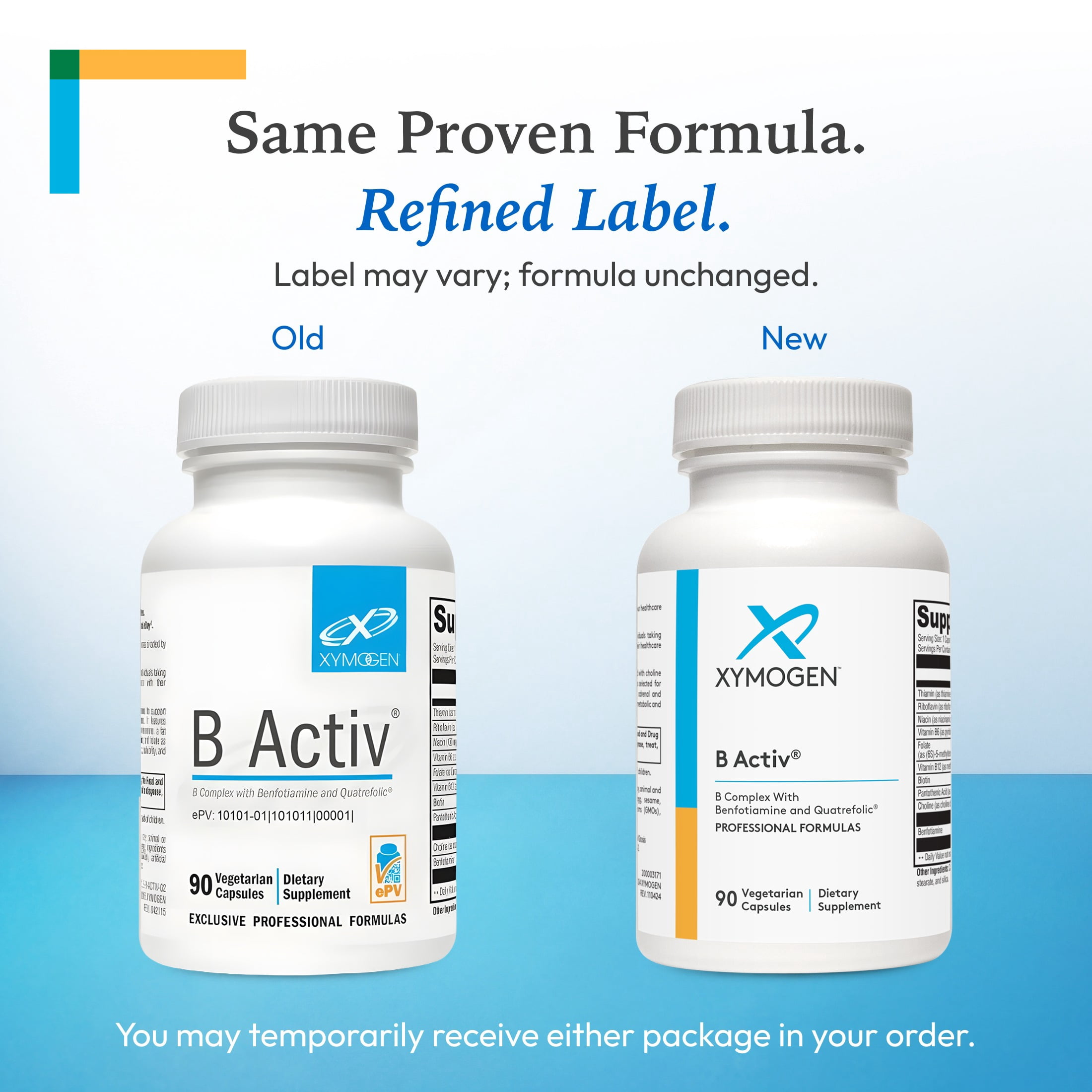 XYMOGEN B Activ Vitamin B Complex with Benfotiamine, Methylfolate, Biotin, Vitamin B6 & B12 (Methylcobalamin b12) - Energy Supplements for Adrenal & Mood Support (90 Capsules)