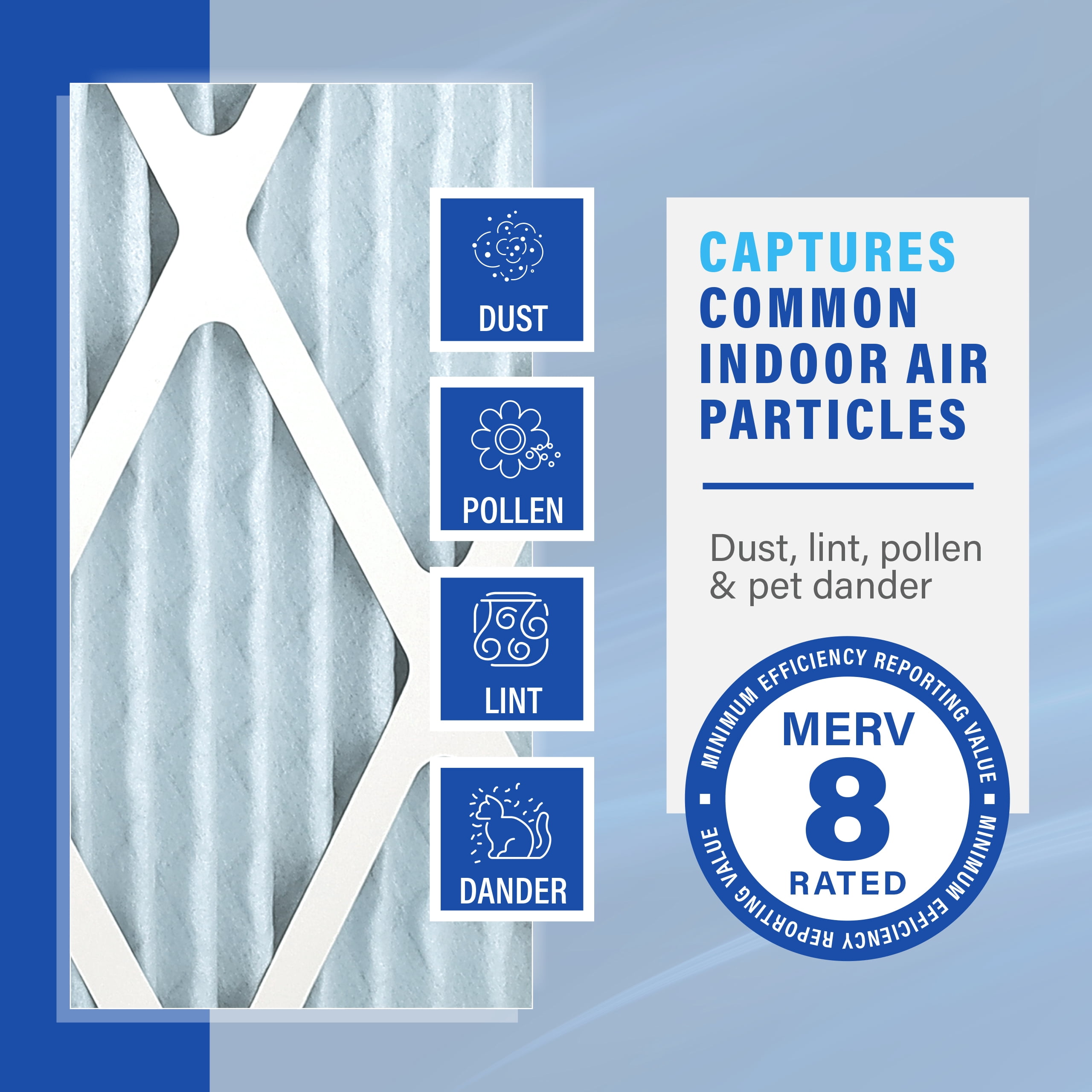 PUREFLOW Home Air Filter MERV 8, 19x21.5x1 Furnace Filter, 4 Layer High Efficiency Filtration for Dust, Smoke, Fumes, Pollutants (4-Pack)