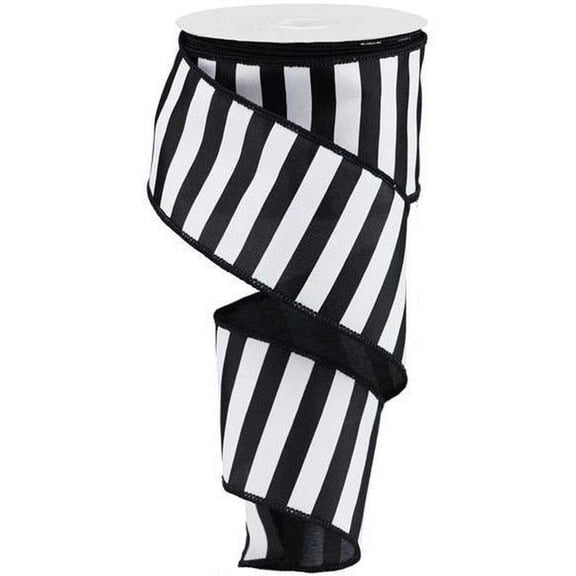 Craig Bachman 2.5 Inch Black & White Striped Satin Ribbon