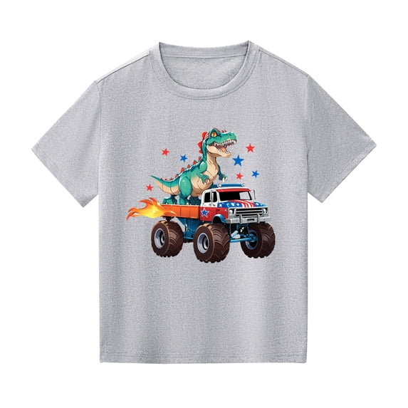 Ketyyh-chn99 Big Boy 4th of July Patriotic T-Shirt Boys 4th of July Shirt American Flag T-Shirts for Kids Toddler Patriotic Tee Tops Girls Independence Day Outfit Size for 6-7 Years,Grey