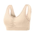 thumbnail image 5 of ATOYSOY Plus Size Everyday Bra Wireless Seamless Crop Tops Camisoles Breathable Push Up Underwear Workout Solid Color Lace Girls Teens Ribbed Smoothing Comfort Bra Yellow, 5 of 5