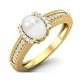 thumbnail image 2 of 7X5MM Oval Pearl 925 Sterling Silver Gold Vermeil Halo Accent Engagement Women Valentines Day Gifts Ring, 2 of 3