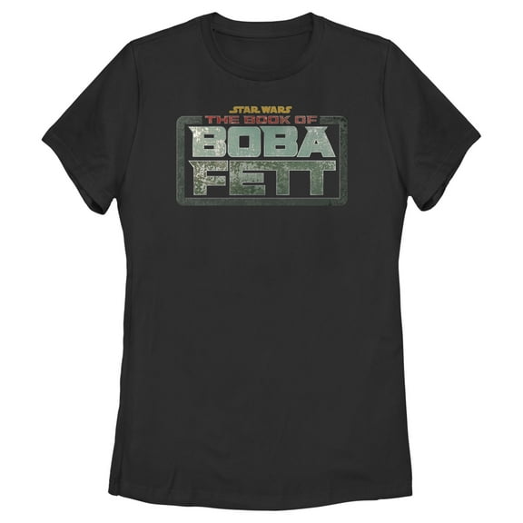 Women's Star Wars: The Book of Boba Fett Distressed Logo  Graphic Tee Black 2X Large