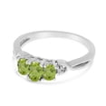 thumbnail image 3 of 14k White Gold Oval Peridot And Diamond Three Stone Ring, 3 of 6