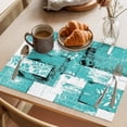 thumbnail image 3 of Turquoise Pink Placemats Set of 8 Modern Abstract Art Botanical Place Mats Indoor Wipeable Table Mats Washable Cloth Dining Table Placemats for Kitchen Holiday Party Home Decor 13x19 Inch, 3 of 9