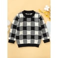 thumbnail image 5 of Seyurigaoka Fall Winter Little Girls Knitted Tops,Casual Plaid Long Sleeve Round Collar Knitwear, 5 of 9