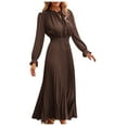 thumbnail image 1 of cfhntfmh Robes d'Invitée de Mariage pour Femmes Tendance à Découpes à Volants Col Ras du Cou Robe Maxi Smockée Ample Plissée Robe de Soirée, 1 of 5