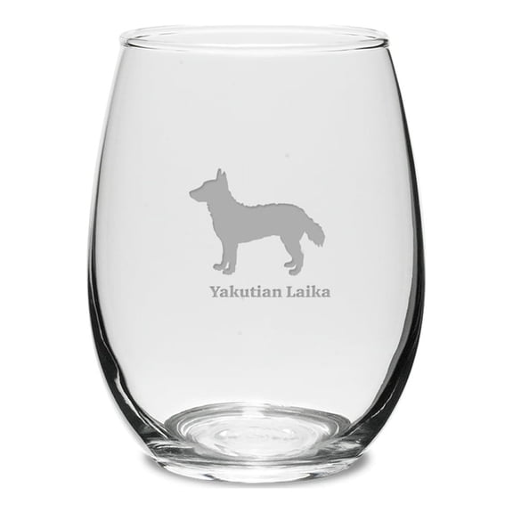 Yakutian Laika Deep Etched 15 oz Stemless White Wine Glass