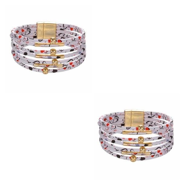 Brazalete de cuero ajustable Qarigey de múltiples capas Regalos del día de San Valentín Decoración de fiesta Pulseras Joyas Blanco