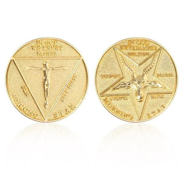 Lucifer Morningstar Satanic Pentecost Cosplay moneda conmemorativa Metal Prop monedas regalo no moneda moneda colección de arteOro Deng Xun unisex