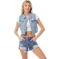 thumbnail image 5 of Made by Olivia Women's Destroyed Cropped Boxy Denim Vest, 5 of 7
