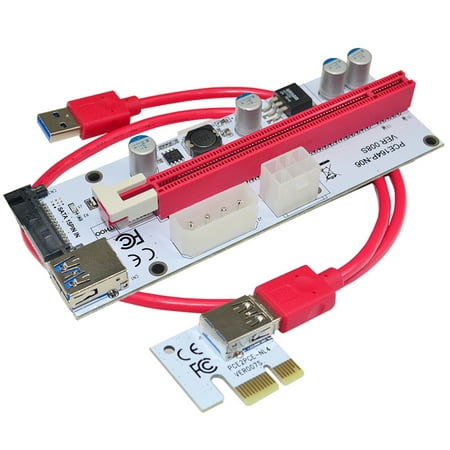 PCI-E Express 1x to16x Extender Riser Card Adapter + USB 3.0 SATA Power Cable for Bitcoin 8 GPU