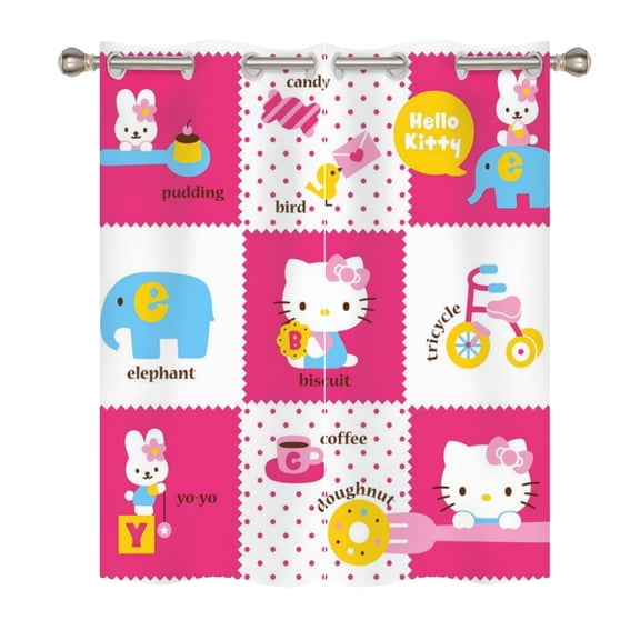 Hello kitty Blackout Curtains for Boys Girls Home Decor, Cartoon Fun Insulation Curtains, Bedroom Living Room Blackout Curtains 140x160cm