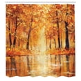 thumbnail image 3 of Ambesonne Autumn Shower Curtain, Forest Lake Fall Trees, 69"Wx84"L, Orange Brown, 3 of 5