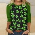 thumbnail image 2 of successthop St Patricks Day Clothing Women Green Oversized Crewneck Outfits Long Sleeve Blouse Plus Size Shirt XL, 2 of 7