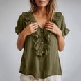 thumbnail image 7 of hotojiny Womens Blouses Dressy Casual Ruffle Short Sleeve V Neck Tops Summer Loose Work Shirts Beach Vaction Clothes, 7 of 7