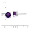 thumbnail image 3 of Real 14kt White Gold 6mm Amethyst Earrings; for Adults and Teens; for Women and Men, 3 of 3