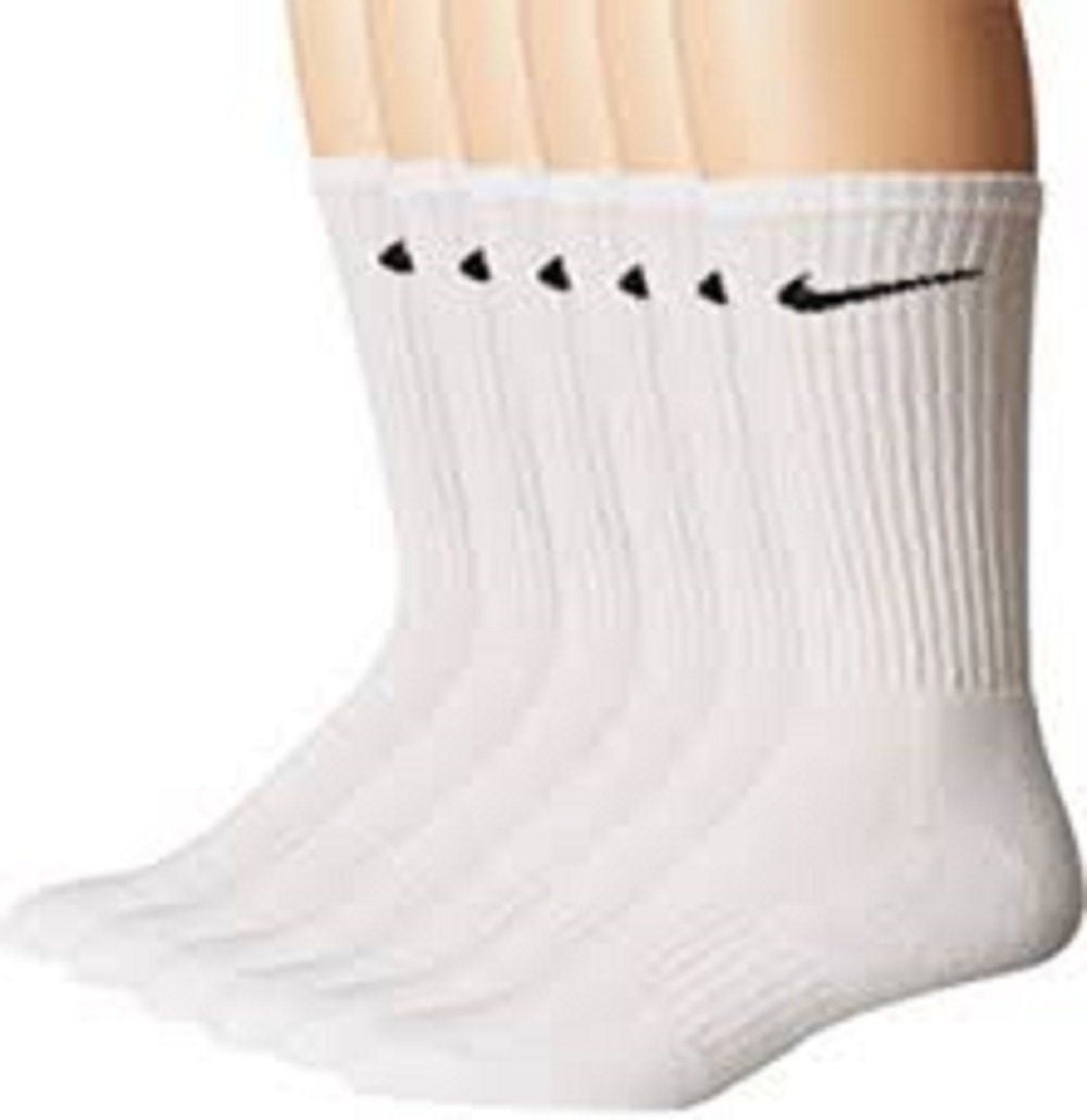Nike Mens 6 Pair Crew Cut Solid Reinforced Toe Socks 68 Walmart