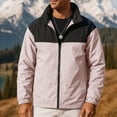 thumbnail image 4 of qelini Jackets for Men Windbreaker Big and Tall Long Sleeve Zipper Shirt Outdoor Hiking Collar Pocket Color Block Waterproof Jacket, 4 of 7