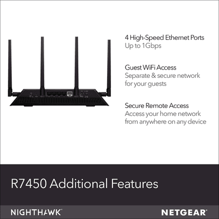 NETGEAR - Nighthawk AC2600 WiFi Router, 2.6Gbps (R7450)