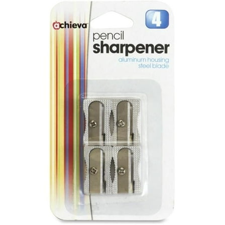 OIC  All Metal Cutter Pencil Sharpener - Metallic Silver - Pack of 4
