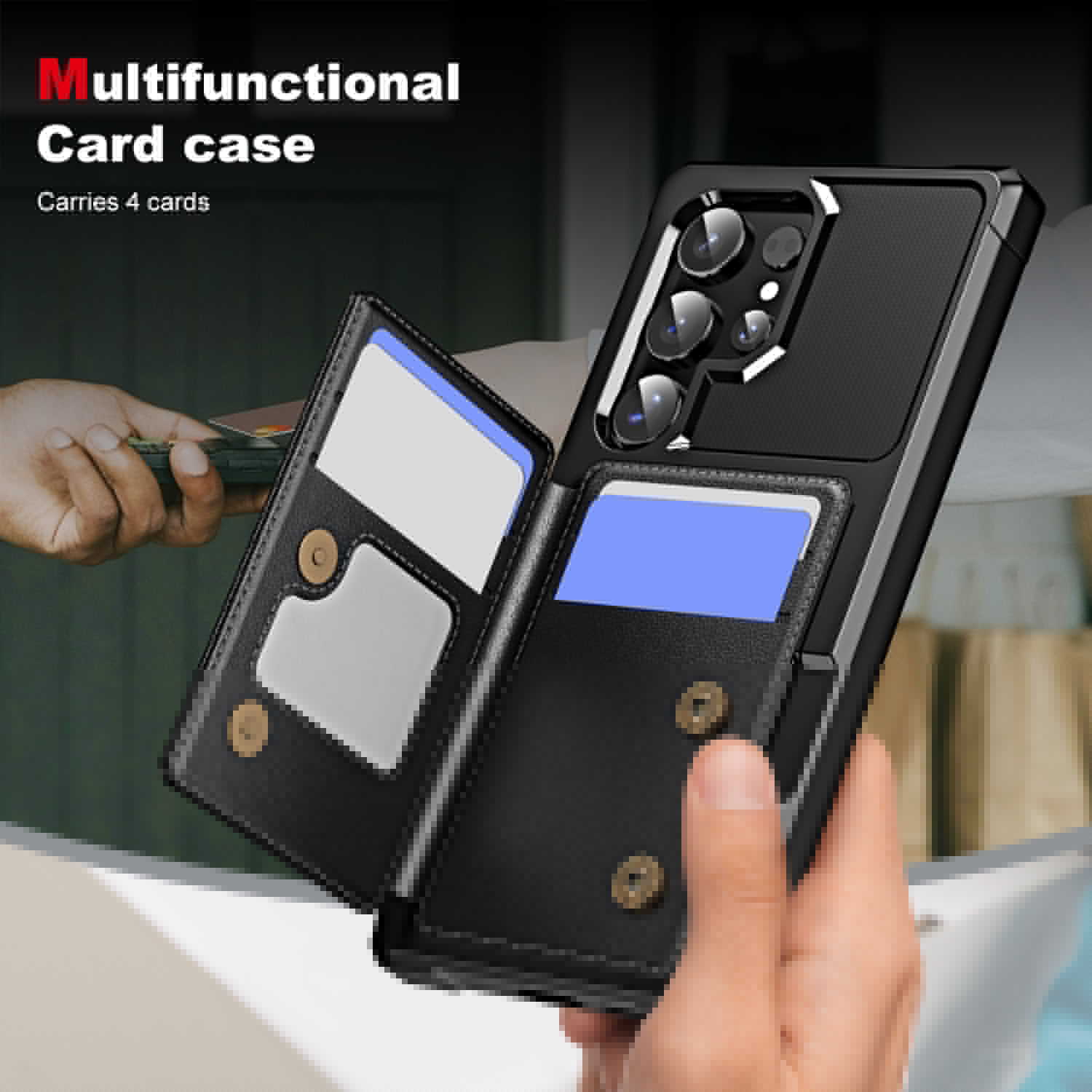 thumbnail image 2 of Allytechgroup Slim Fit for Samsung Galaxy S25 Ultra Case, Protective PU Leather Wallet Cover with Card Holder RFID Blocking Back Case Shockprooof Back Cover for Samsung Galaxy S25 Ultra, Black, 2 of 7