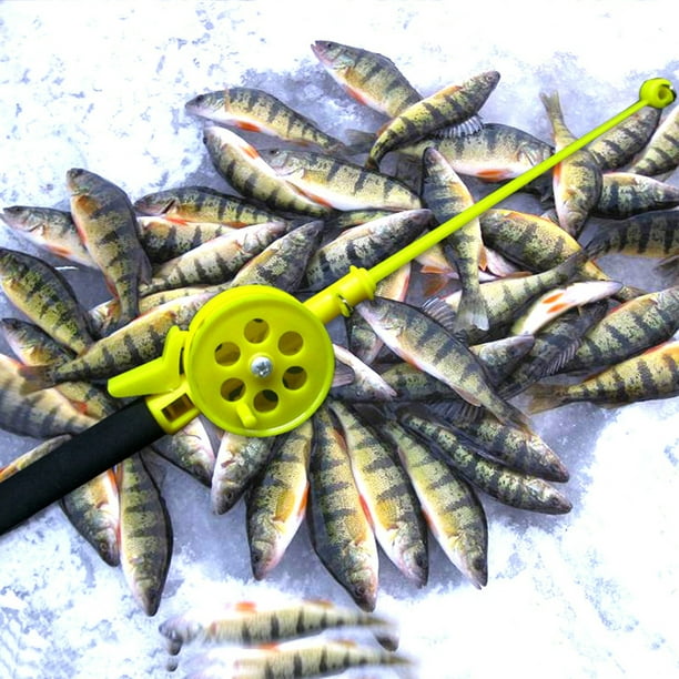 Mini Ice Fishing Rod 33cm Yellow Plastic Beginner Children Lake