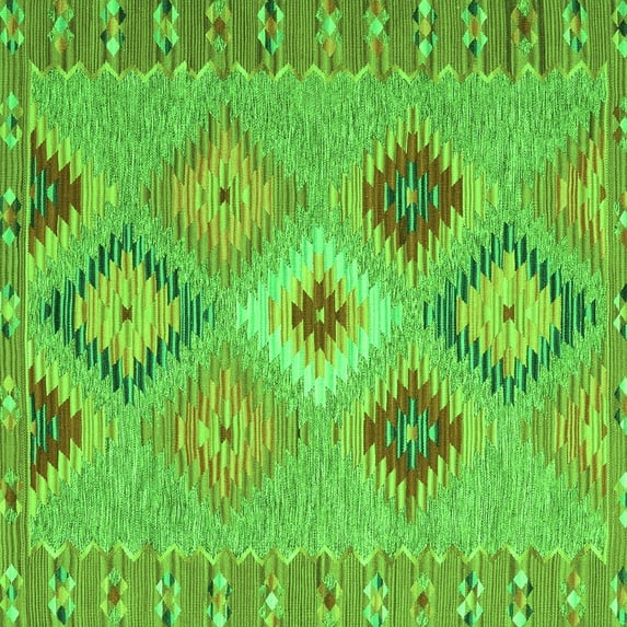 Ahgly Company Indoor Square Southwestern Green Country Area Rugs, 4' Square