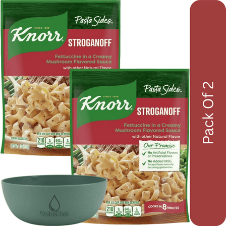 Knorr Pasta Sides Stroganoff Fettuccine, No Artificial Flavors, 4 oz-2pk, With Olive Green Bowl By ValueNest