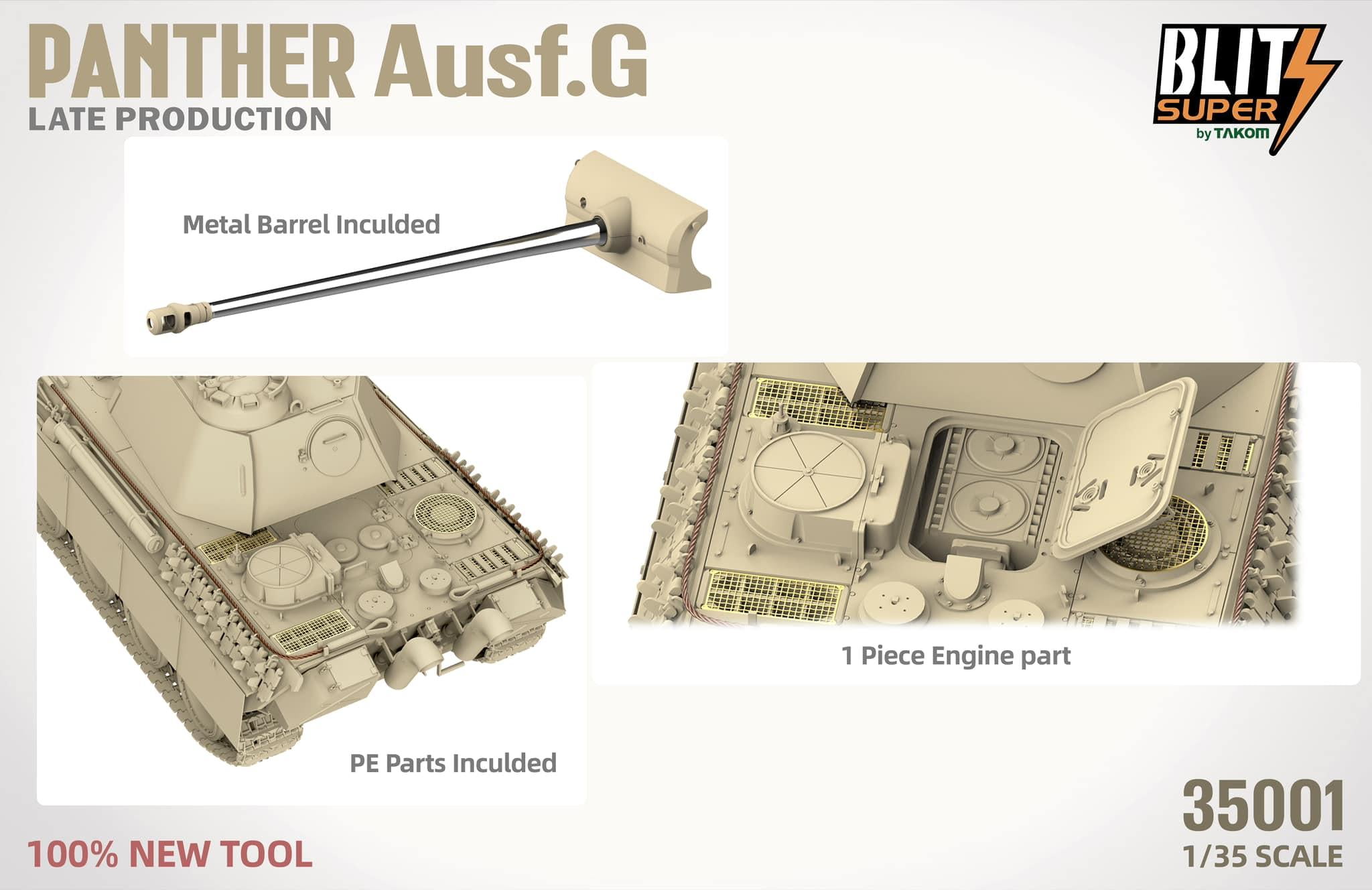 TAKOM 35001 1/35 Panther Ausf.G Late Production (Blitz Super) Model Kit