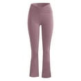 thumbnail image 4 of YYDGH Women's Yogo Pants with Pockets V Crossover High Waisted Flare Leggings Bell Bottom Workout Pants Purple S, 4 of 5