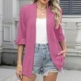 thumbnail image 5 of SEAOPEN Womens Casual Lightweight Cardigans with Pockets Loose Long Sleeve Open Front Cardigan Hot Pink,L, 5 of 6