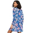 thumbnail image 2 of FORMRS Womens Long Sleeve Nightgowns Crew Neck Sleep Shirt Soft Pajamas Sizes S-3XL, Blue Daisy, 2 of 8