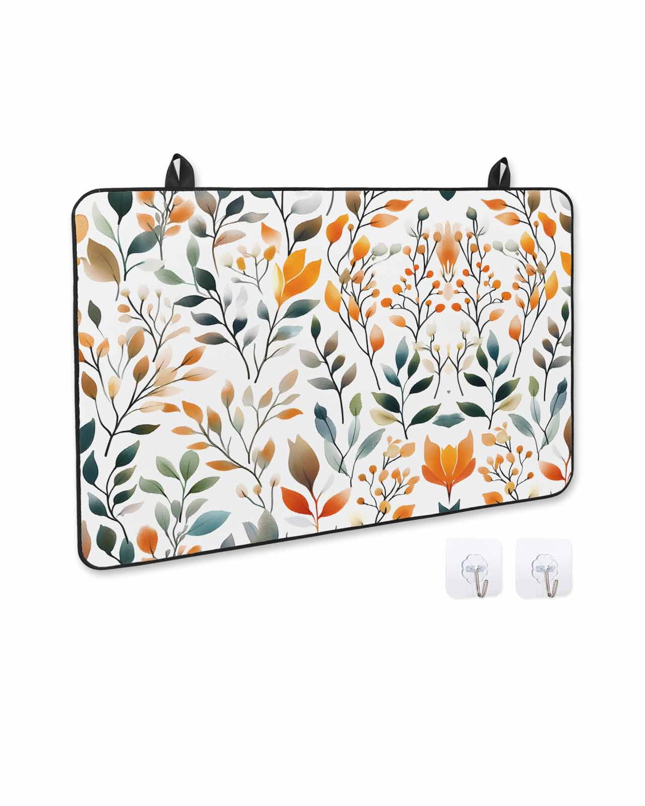 nqOlkjepod Large Induction Cooktop Protector Mat 36"x21", Green Orange Leaves Stove Top Covers for Electric Stove, Spring Garden Botanical Decorative Stove Burner Cover Mats, Glass Top Stove Cover