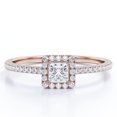 thumbnail image 1 of JeenMata Anillo de Compromiso con Diseño de Halo de 0,3 TCW con Detalles Pavé de Diamantes de Talla Princesa en Oro Rosa de 18 K sobre Plata, 1 of 6