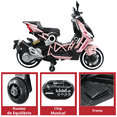 thumbnail image 4 of Motocicleta Eléctrica Montable para Niños Luces LED Bluetooth Llantas de Equilibrio Batería 12V Diseño Sport - Rosa, 4 of 7