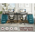 thumbnail image 6 of TVU 110" 2 Person Desk with 8 Drawers, Large Writing Home Office Desks with Outlets, I Shaped Workstation Double Desk Drawer Organizers, 6 of 8