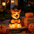 thumbnail image 6 of ZENVIVE Freestanding Lighted Dog Blow Mold Halloween Decor, Corgi Statue with Witch Hat Pumpkin Design, Cute Resin Light Decor with Warm LED Glow for Indoor, Outdoor, Yard, Patio, Garden & Display, 6 of 9