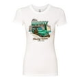thumbnail image 2 of 1946 Vintage Ford Woody Chasing Waves Cars and Trucks Womens Slim Fit Junior Tee, White, Medium, 2 of 3