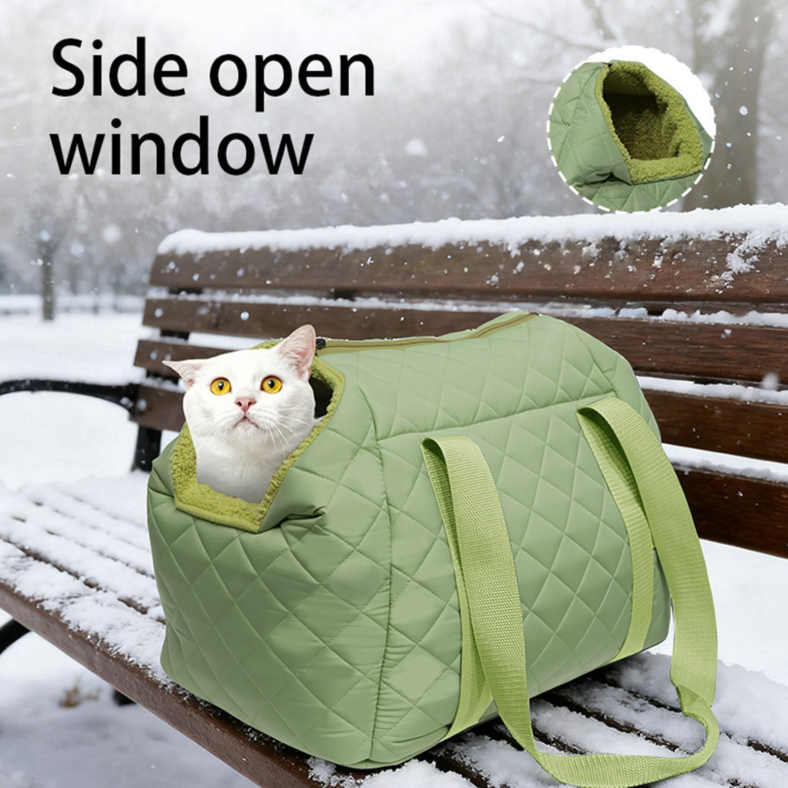 Portable Cat Dog Carrier Backpack, Winter Warm Plush Pet Travel Bag for Small Dogs Cats, Stress Relief House Style Carrier for Outdoor Hiking Car Travel, Soft Cloth Pet Sling
