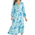 thumbnail image 2 of Style & Co Women's Printed Linen Tiered Midi Dress – Arles Floral Teal, Petite Medium, 2 of 4