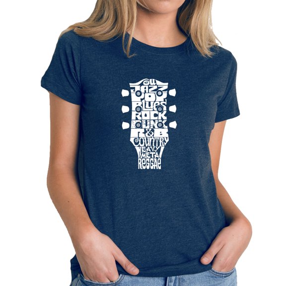 Women's Premium Blend Word Art T-shirt - Guitar Head Music Genres