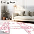 thumbnail image 2 of ODIKA 5'x7' Machine Washable Non-Slip Area Rug, Chic Plaid Snow Crystal Motif with Sweet Holiday Accents High Traffic Rug, Pink, 639179, 2 of 7