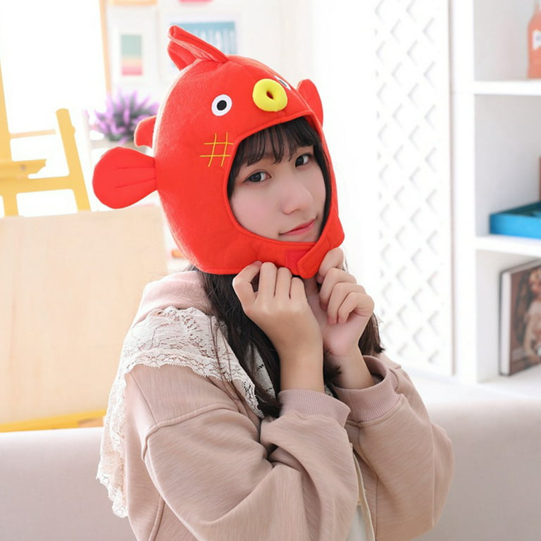 Halloween Funny Cartoon Puffer Fish Plush Hat Stuffed Toy Japanese  Globefish Headgear Cap Cosplay Party Photo Props