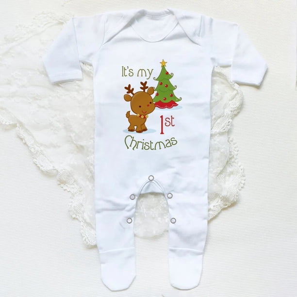 Body con estampado de My 1st Christmas para bebé, ropa de dormir para recién nacido, traje de Hospital para recién nacido, Pelele de manga larga para fiesta de navidad
