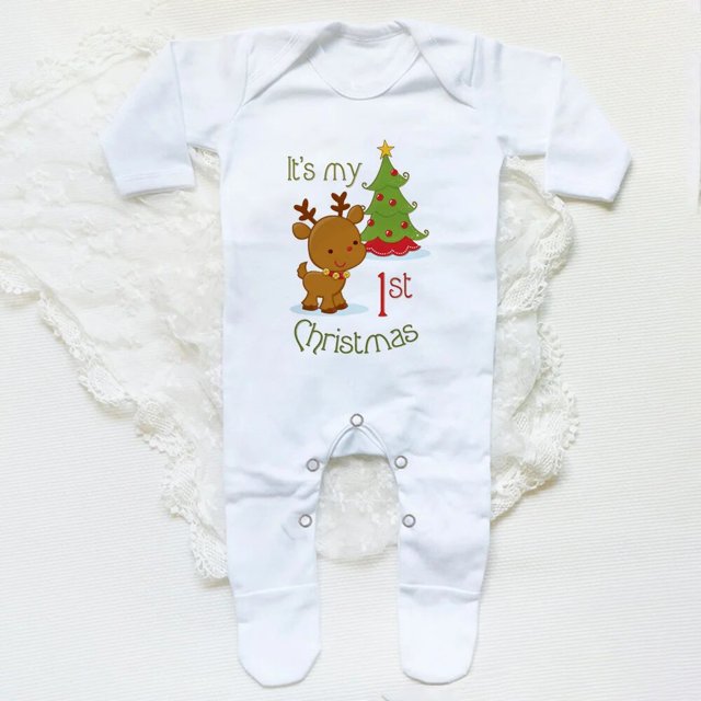 Body con estampado de My 1st Christmas para bebé, ropa de dormir para recién nacido, traje de Hospital para recién nacido, Pelele de manga larga para fiesta de navidad