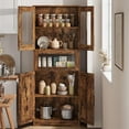 thumbnail image 3 of GAOMON 67" Tall Kitchen Pantry Storage Cabinet with Glass Doors, Adjustable Shelves, Drawer, Freestanding Tall Cabinet for Bathroom, Modern Cupboard for Dining Room, Living Room, Rustic Brown, 3 of 8