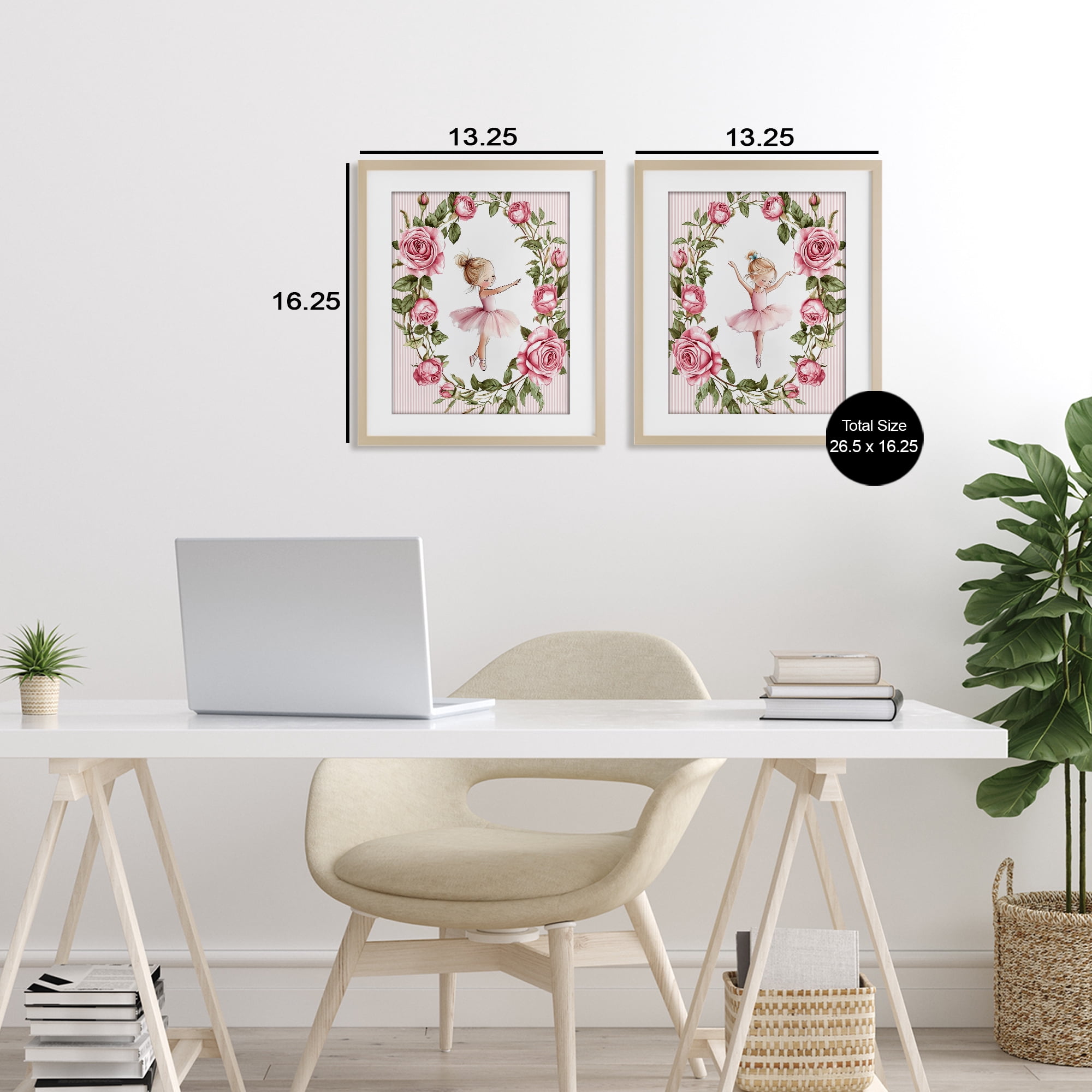Stupell Industries Little Rose Dancers 2 Piece Birch Framed Print Under Glass Set, design by Christine Simpson Art