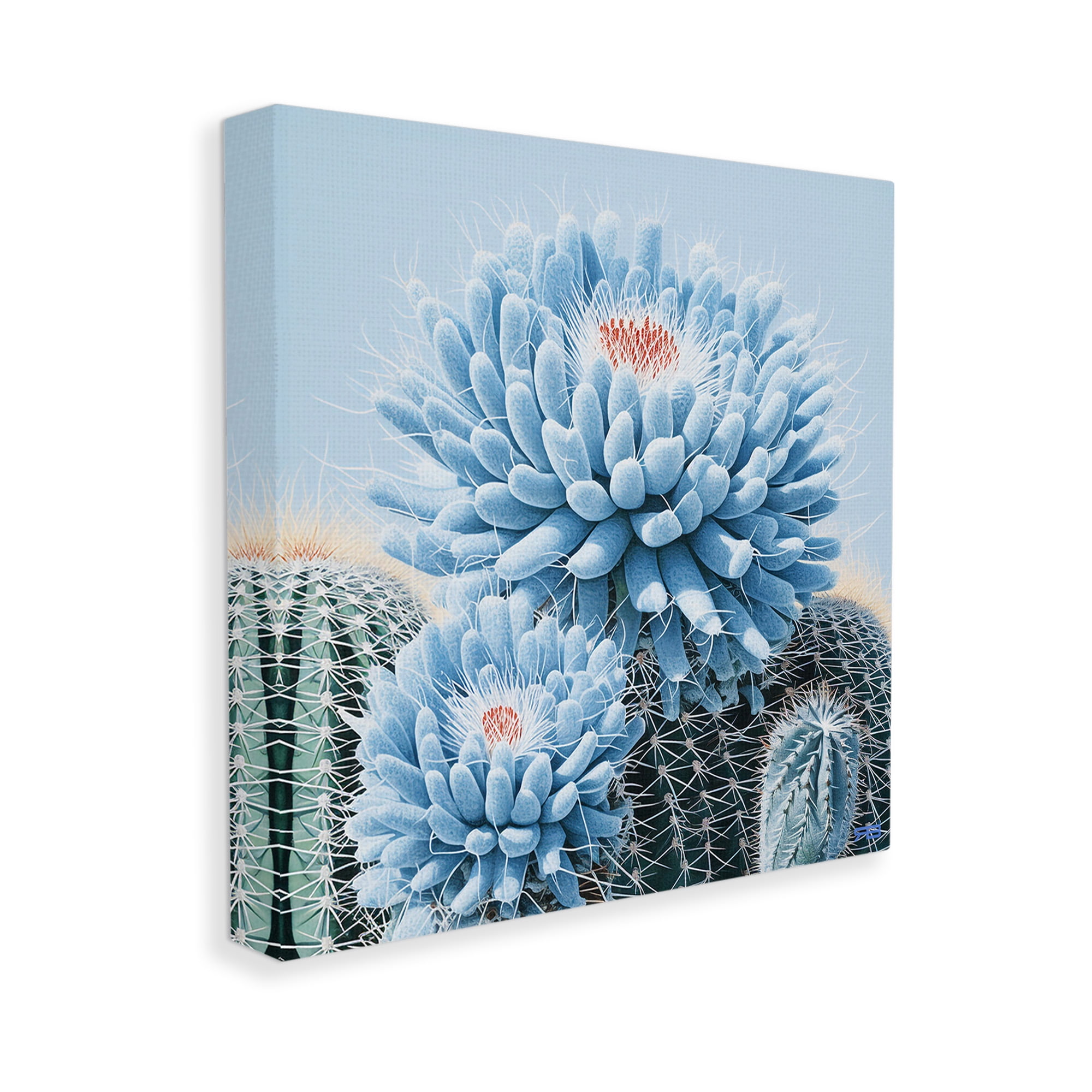 Stupell Industries Blue Cactus Botanicals Botanical & Floral Painting Gallery Wrapped Canvas Art Print Wall Art, 17 x 17